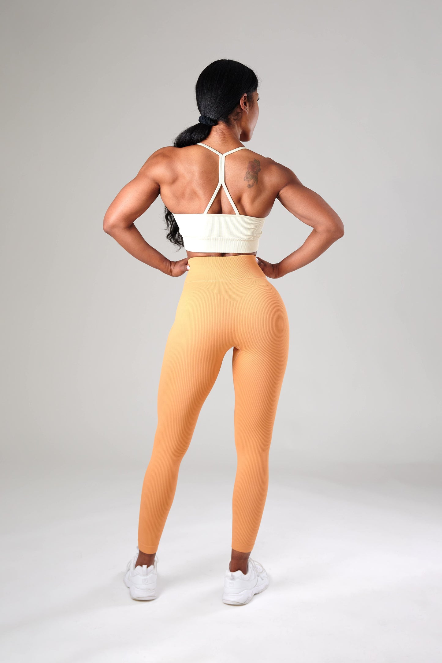 Classic Ribbed Squat Proof Legging - Licht Koffie (Oranje)